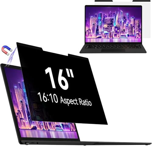 Mamol Magnetischer sichtschutz für 16 Zoll Laptop 16:10, Abnehmbarer Sichtschutzfolie, Anti Blaulicht Blendschutz Blickschutzfolie Displayschutz für Lenovo Hp Dell Acer Asus Thinkpad Envy Xps