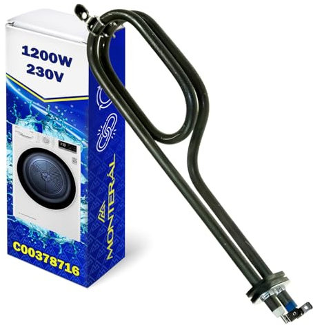 Heating Element Washing Machines with Power 1200W 230V 2 Thermal Fuse Has the Original Code C00378716 482000088684 for Indesit - Warranty 10 Years - MONTERAL