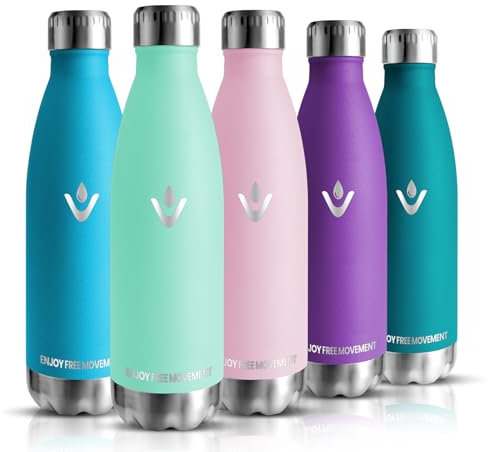 Botella Termica - 500ML - Botella agua Acero Inoxidable, Termo con pared Doble Aislamient, de Fugas, Botella Gimnasio, Cantimplora Termica para Niños, Deportiva - Conserva 12 Horas Caliente, 24 frio
