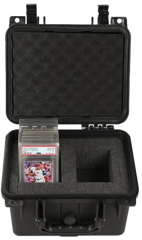 PIT66 Reisen Wasserdicht Abgestufte Karten-Aufbewahrungsbox,fasst 45 PSA Graded Karten oder 25BGS Graded Karten oder 100 ungraded Karten,Karten-Aufbewahrungsbox für Sammelkarten, Schwarz