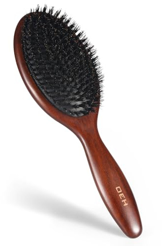 OEH Haarbürste, Haarbürste mit Wildschweinborsten für dünnes, feines, kurzes, normales Haar, Haarbürsten für Frauen und Männer, zum Entwirren und Glätten