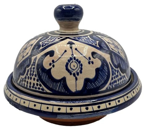 Tajine Dekorativer Gewürzhalter aus marokkanischer Keramik, handbemalt, Durchmesser 23 cm, 1311241503 Tunesien Türkei ethnisch der Welt