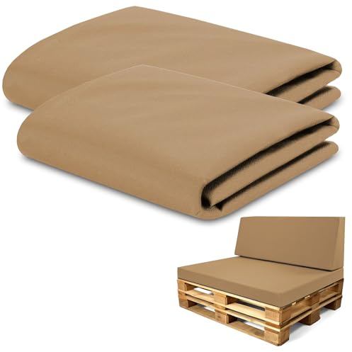 Amazinggirl Bezug für Schaumstoffplatte Palettenkissen Keilkissen Bodenmatratze Bezug Set: 40x120 cm + 80x120 cm - Ideal für Palettenmöbel & Bett Zertifikat Oeko-Tex Beige