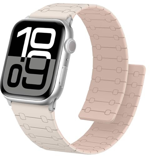 Anlinser Compatibile con Cinturino Apple Watch 42mm 41mm 40mm 38mm, Cinturini Magnetico Reversibile a Doppia Faccia per iWatch SE Serie 11/10/9/8/7/6-1 (Galassia/Rosa)