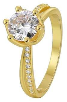 Homxi Damenring 585 Gold,Rund mit Moissanit Damen Verlobung Gold Trauringe Größe 60 (19.1)