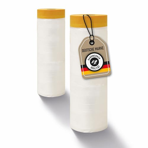 ELITE 2x Turbo Cover Gold 1400 mm x 33 m - Goldband-Masker, Abdeckfolie Maler, Klebeband mit Folie, extra dünnes original WASHI-Spezialpapier, 6 Wochen UV-beständig