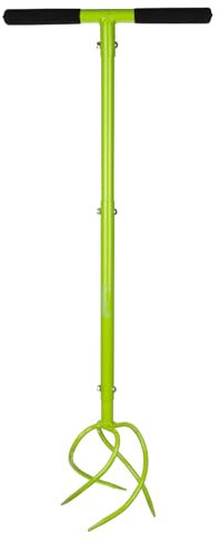 GARDLOV Cultivateur de jardin à main - Ventilateur de sol sans bêche avec manche réglable, 4 dents spirales - Poignée ergonomique, idéal pour les parterres, les potagers et les plates-bandes