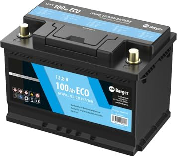 BERGER LiFePO4 100Ah 12V Lithium Batterie | 1280Wh Lithiumbatterie ideal für Wohnmobil, Wohnwagen, Camper, Boot & Solaranlage | Autarke Stromversorgung & zuverlässige Leistung