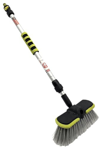 HERO Waschbürste Teleskop Autowaschbürste Teleskopstiel von 65-100 cm Reinigungsbürste mit Wasseranschluss Autopflege Teleskopbürste KFZ Teleskopwaschbürste für Caravan, Auto, LKW, Bus, Van, Wohnmobil