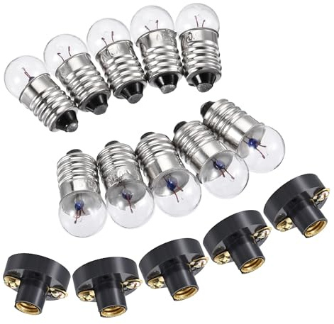 TA-VIGOR E10 Lamp Socket Set, 2.5V Bulb Holder Screw Base with E10 Bulb, Plastic Copper for Electrical Experiment Lab, Flashlight Repair, Indicator and Warning Light 30 Pack Total