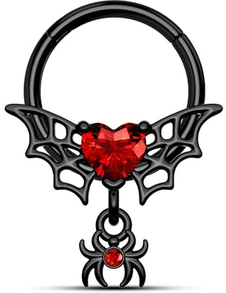 Agrewd Septum Piercing Schmuck Halloween Septum Ring Schwarz Fledermaus Helix Daith Piercing Schmuck 316l Edelstahl 16G Knorpel Ohrringe Hoop Clicker 10mm für Damen Herren
