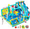Château Gonflable XXL avec Toboggan pour Enfants Extérieur Intérieur avec Souffleur, Aire de Jeux avec Trampoline, Murs d'escalade, Piscine, Charge 225kg pour 4 Enfants de 3-10 Ans, 470×400×220cm