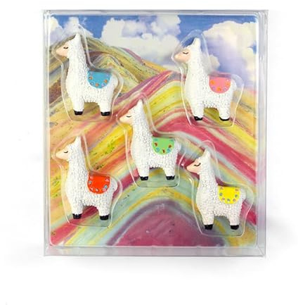 Kraftheld | 5er Set Deko-Magnete Llama | Lama-Magnete, Zoo | bunt, dekorativ, farbenfroh | Kühlschrankmagnete in Form von Tieren | Magnet-Deko als Geschenk