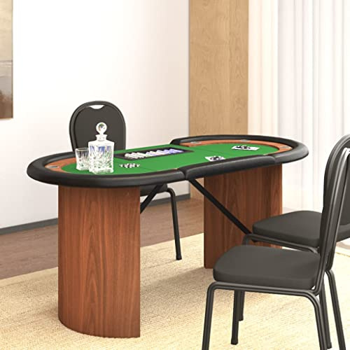 WKIEQACO Pokertisch für 10 Spieler mit Chipablage grün 160x80x75cmTische Poker & Spieltische