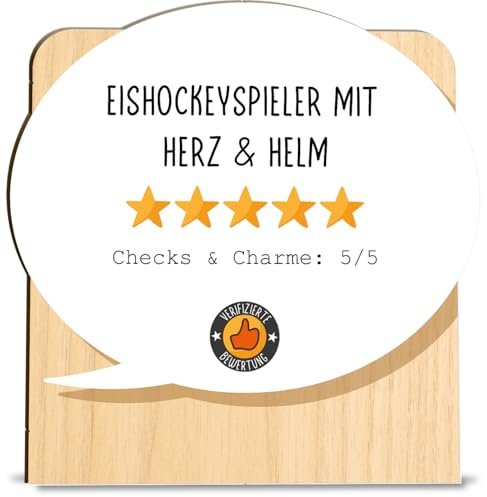Eishockey Geschenk Karte Bewertung Eishockey Holzkarte - Geburtstagskarte mit Umschlag - stilvolle Eishockey-Grußkarte, besonderer Gruß, der Freude bereitet, Grußkarte für Familie und Freunde