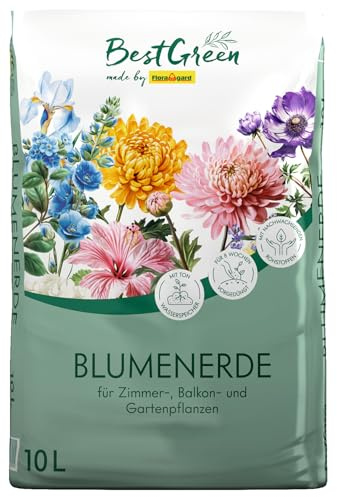 BestGreen Blumenerde 10 L – torfreduzierte Universal- & Pflanzerde mit lockerer Struktur & guter Wasserspeicherung – ideal für Zimmer-, Balkon- & Kübelpflanzen für kräftiges Wachstum