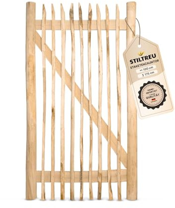 STILTREU Classic Staketenzaun-Tor aus Edelkastanie (Breite 100 cm x Höhe 175 cm)