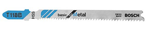 BOSCH T118B 5-Piece 3-5/8 In. 11-14 TPI Basic for Metal T-Shank Jig Saw Blades, Silver, 3-5/8 11-14 TPI - 5 pcs
