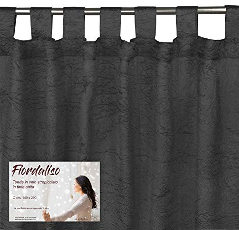 Tex family TENDA FIORDALISO in tinta unita NERO CM. 140X290 confezionata