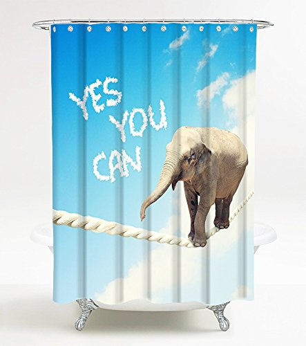 Sanilo Duschvorhang Yes You can 180 x 200 cm, hochwertige Qualität, 100% Polyester, wasserdicht, Anti-Schimmel-Effekt, inkl. 12 Duschvorhangringe