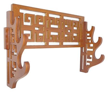 Spada di bambù supporto Katana Samurai Sword Wakizashi tanto Holder display, per installazione a parete, 3 Tier-Classic Engraved