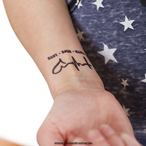 10 x Faith + Hope + Love Tattoo - schwarzes temporäres Kreuz Puls Herz Tattoo Logo (10)