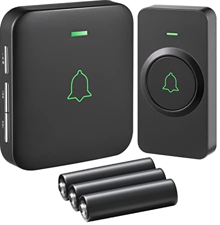 Sonnette sans Fil à Pile AVANTEK Mini Sonnette de Porte 300M Étanche Kit de Carillon Electronique, 52 Mélodies au 5 Niveaux Volumes 720p pour Maison, Bureau, Hôtel, etc BA-11