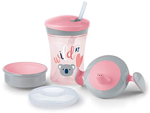 NUK - Cup Set, 3 in 1, Learn to Drink Cups, Trainer Cup, Magic Cup 360º and Action Cup, 6+ months, 230 ml, 1 unit [Farblich sortiert]