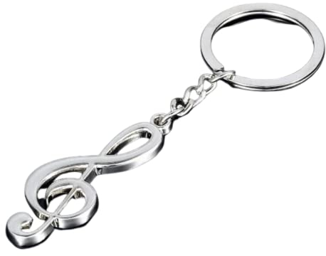 Fancychain Schlüsselanhänger Schlüsselring Musik Note Notenschlüssel Violinenschlüssel Musik Sänger Chrom Metall Silber Gitarre Anhänger