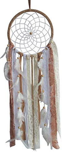Saraswati Traumfänger Brocade Leder 22cm mit Synthetic und Brokatfäden, 22x80cm