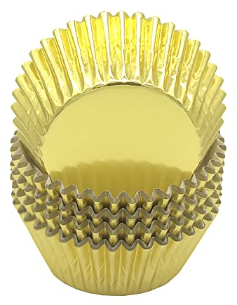 Mombake Standard Gold Foil Cupcake Cases Liners Muffin Baking Cups for Party and More, 100-Count