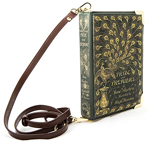 Well Read Stolz und Vorurteil Handtasche Grün für Literaturliebhaber - Handtasche Damen Umhängetasche für Bücherfreunde