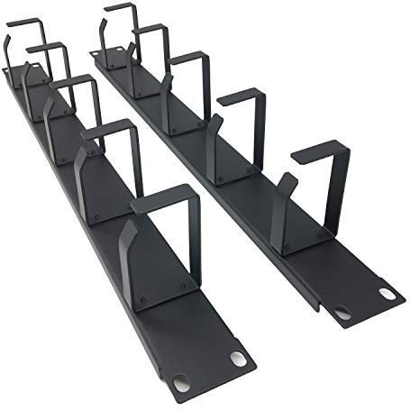 QiaoYoubang 2 Pcs of 1U 19 Rack Mount Cable Management Organizer -5 D-Ring Metal Server Rack Cable Manager Wire Management System (5R2PC)