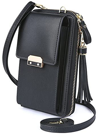 Aucuu Petit Sac Téléphone Portable Femme en Cuir PU, Mini Crossbody avec Bandoulière Réglable/Gland, Mini Sac à Main Petit Sac Bandouliere avec Fentes pour Cartes