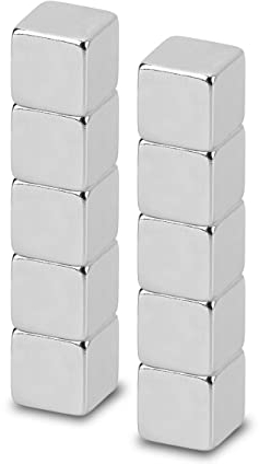 MAUL Neodym-Würfelmagnet – Magnet mit hoher Haftkraft für einen vielseitigen Einsatz – Magnet stark mit elegantem und modernem Design – 10 x 10 x 10 mm – 10er Pack – hellsilber
