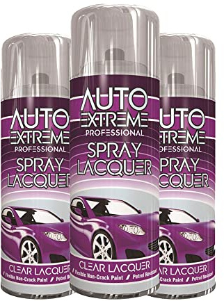 Classic Signature - 3 x Auto Extreme Clear Lacquer Spray Paint 400ml Professional Quality, Perfect Finish for Cars, Bikes,Vans, Metal, Wood