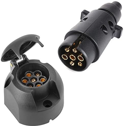 SPARKMOTO Spina 7 Poli rimorchio Maschio e Presa 7 Poli Femmina,12v spinotto 7poli Presa 7poli Impermeabile per rimorchio roulotte Auto Gancio Traino Adattatore a Spina e Presa 7 Poli Norma ISO 1724