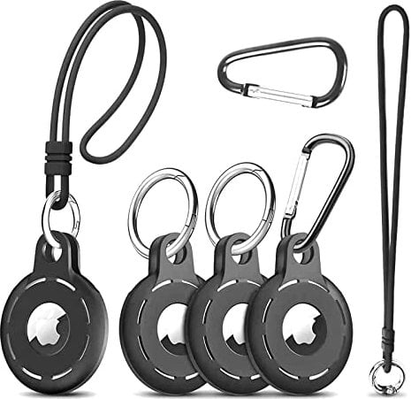 4 Pack Silicone Air tag Holder - Protective Air tags Case Compatible with Apple, Mini Washable Waterproof Scratch-Resistant Air tag Keyring, Air tags Tracker for Apple Cover Protector Keychain