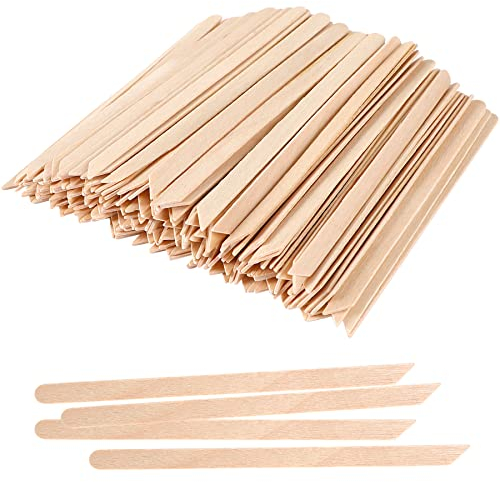 JANYUN 200 Pcs Eyebrow Wax Sticks Wax Applicator, Wood Waxing Spatulas for Body Eyebrow Lip Nose and Small Hair Removal Sticks(Pointed Slanted)