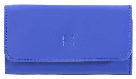 DUDU Schlüsseletui aus farbigem Leder, mit 5 Schlüsselringen, minimalistisches Design, mit Knopfverschluss Kornblume