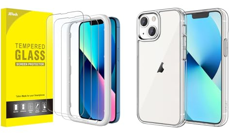 JETech for iPhone 13 Full Coverage Screen Protector and Bumper Case Bundle