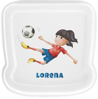 SAQUITOMAGICO Sandwichera/Fiambrera Personalizada con Nombre y/o Texto Opcional.Diferentes diseños a Elegir (FÚTBOL CHICA)