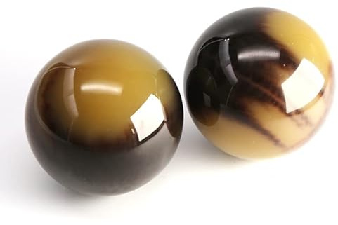 1 Paar Handballball Aus Natürlichem Kunstharz, Golden, Schwarz, Koralle, Meerweide, Bienenwachs, Heilender Handball, 50 Mm,Dunkle Hörner