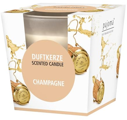 pajoma® Duftkerze im satinierten Glas | Brenndauer: 25 Stunden, in edler Geschenkverpackung | Premium Qualität (Champagne, 1)
