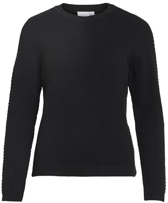 Vila Damen Pullover VIDALO O-Neck L/S Knit TOP/SU - NOOS (as3, Alpha, x_s, Regular, Regular, schwarz, XS)