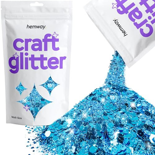 Hemway Craft Glitter - Ocean Blue | 100g Multi Size Metallic Sequin Flakes for Resin & Epoxy Crafts | Supplies for Tumblers, Cards, Jewellery, Candle, Hair, Face, Body & Nail Art