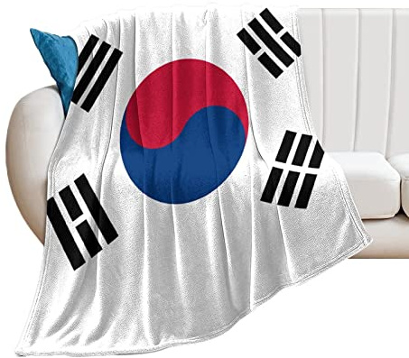 Yelolyio Dekorative Decke mit Südkorea-Flagge, Flanell-Fleece, weich, leicht, Südkorea-Überwurf, Decke, Wärme für Couch, Bett, Sofa, Stuhl, Reisen, 178 x 203 cm