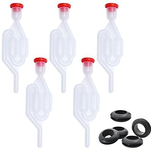 Rebanky 5 Pcs Bonde de Fermentation Barboteur Fermentation Transparent Fermentation Barboteur 10mm Airlock Fermentation Plastique pour Brassage de Bière Vin Cidre Kimchi