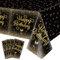 4 Pack Schwarz und Gold Happy Birthday Tischdecken, 130 x 220cm Schwarz Gold Rectangle Tischdecke für Männer Frauen Jungen Mädchen Geburtstag Party Dekorationen Zubehör