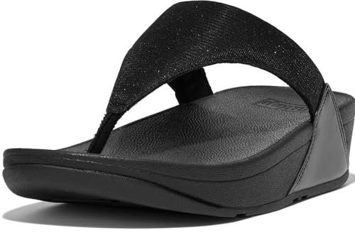 Fitflop Femme Lulu Shimmerlux Sandales à Tige d'orteil, Tout Noir, 38 EU